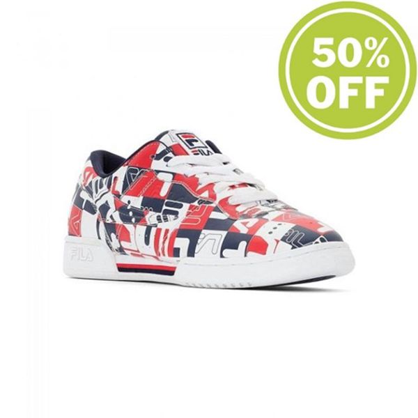 Zapatillas Fila Hombre Blancas / Azul Marino / Rojas - Original Fitness Archieve Print Low-Cut - Esp